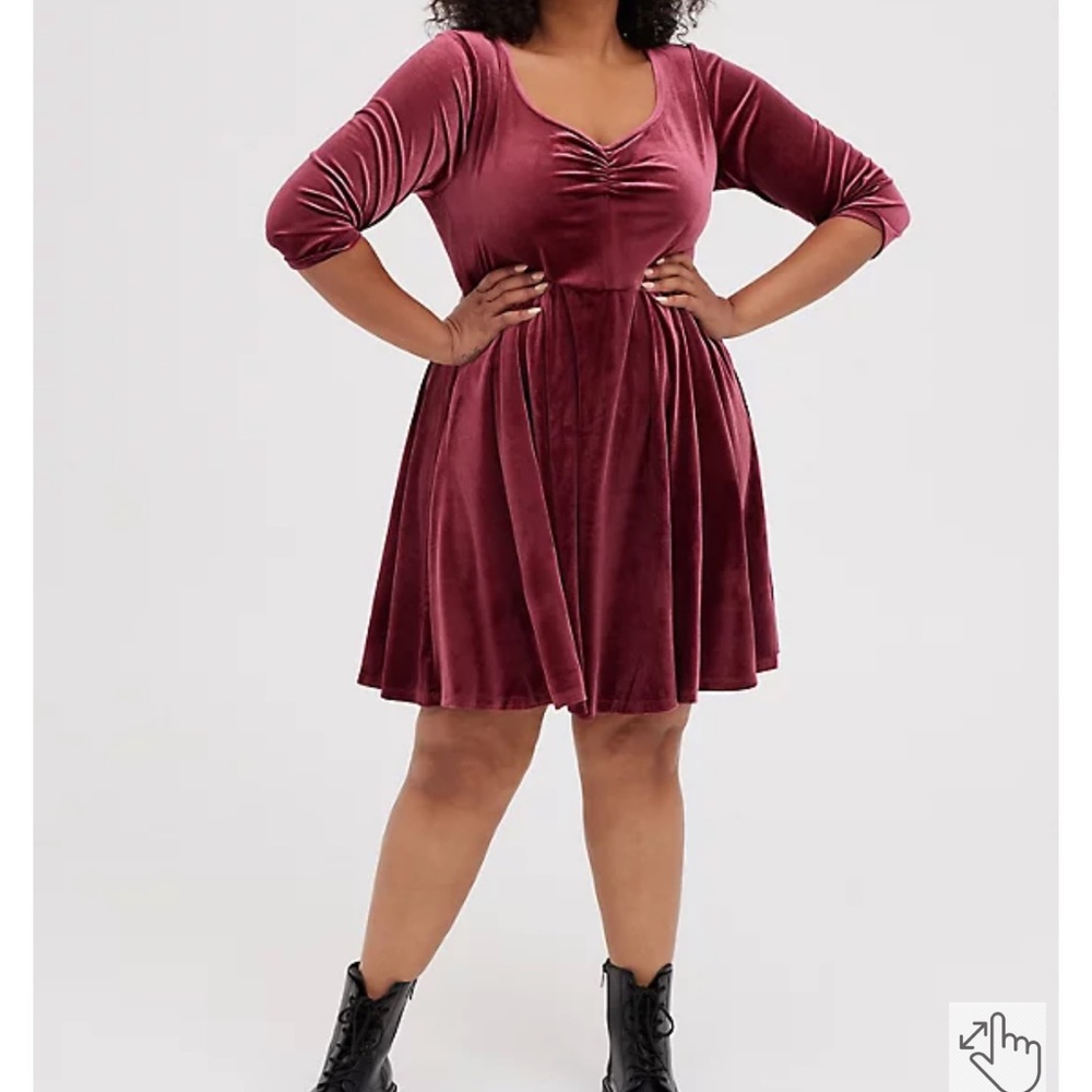 Torrid Velvet Dress - burgundy
